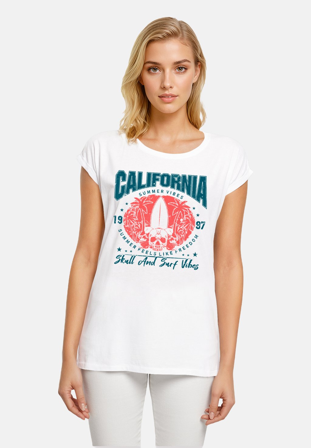

Футболка с принтом CALIFORNIA SKULL SUMMER VIBES F4NT4STIC, белый