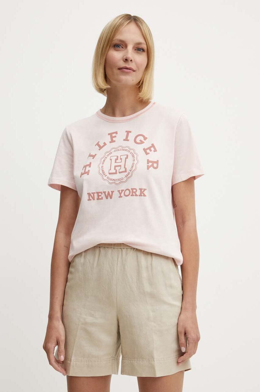 

Хлопковая футболка Tommy Hilfiger, розовый