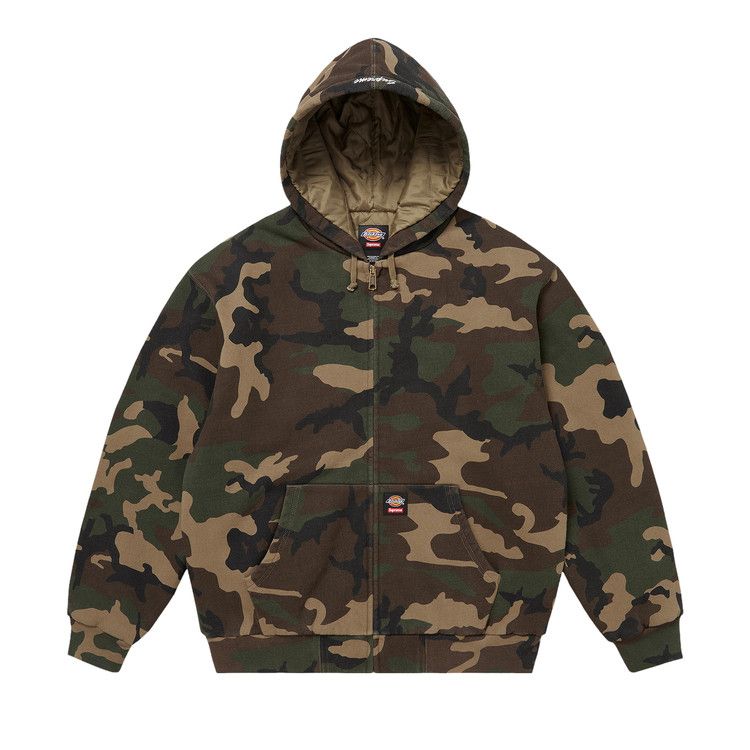 

Толстовка Supreme x Dickies Quilted Lined Zip Up Hooded Sweatshirt, Woodland Camo