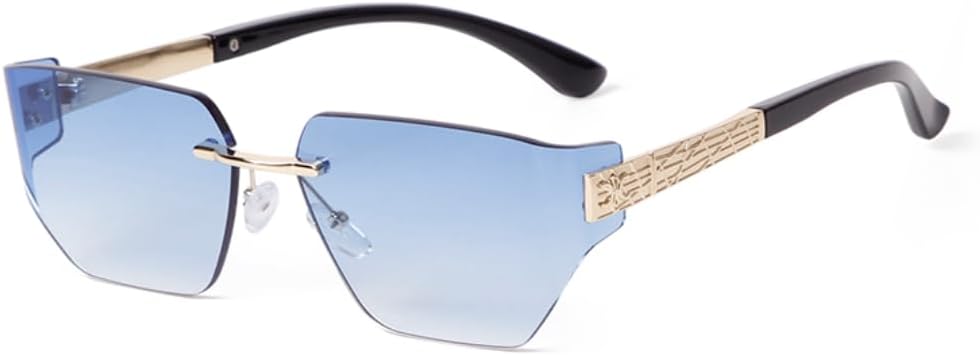 

Солнцезащитные очки с защитой UV400 | Без оправы, градиентные синие линзы, заклепки | Для женщин и мужчин, для занятий спортом на открытом воздухе и вождения DSVIGF, 06