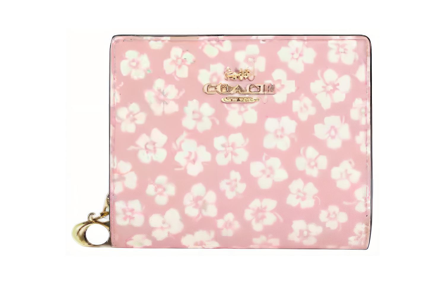 

COACH Миниатюрный женский кошелек из гладкой кожи с отделением для монет розово-белый
