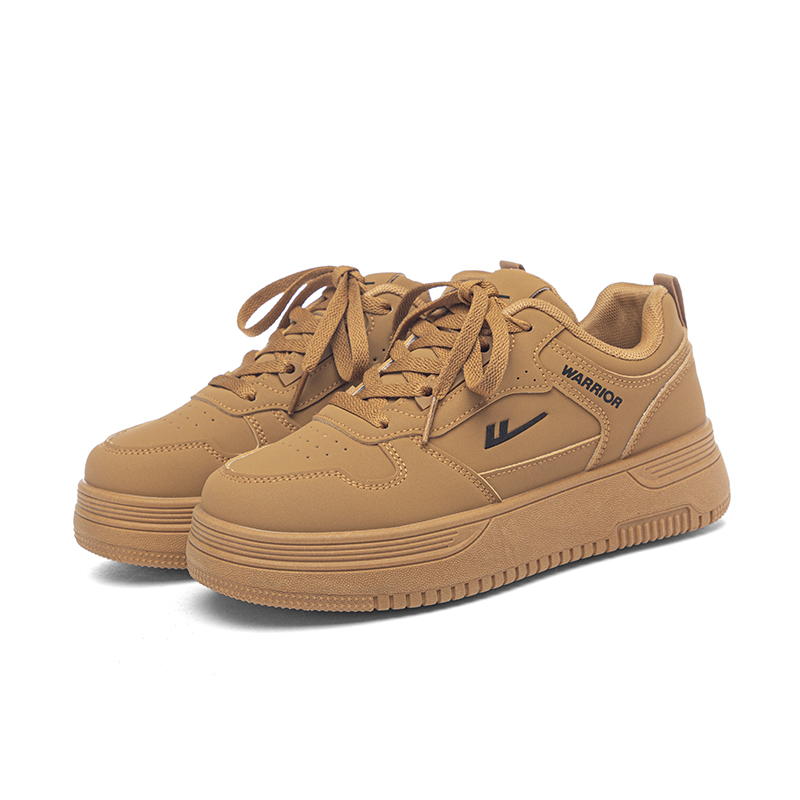 Кроссовки для скейтбординга Unisex Low top с PU искусственной кожей, устойчивые к скольжению и истиранию, увеличивающие рост WARRIOR, barley — фото 4