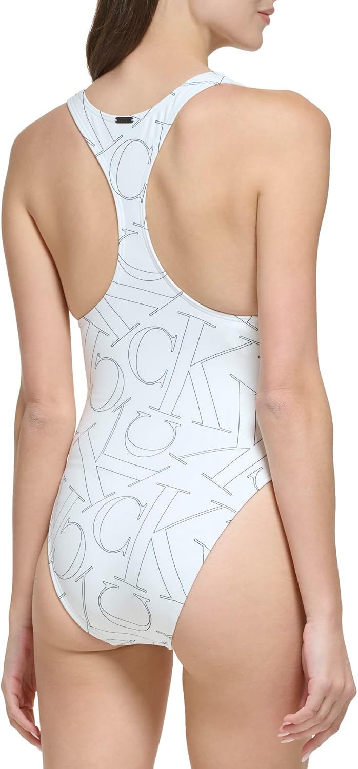 Женский слитный купальник Calvin Klein Standard со съемными чашечками и спиной-борцовкой, Soft White Logo — фото 2