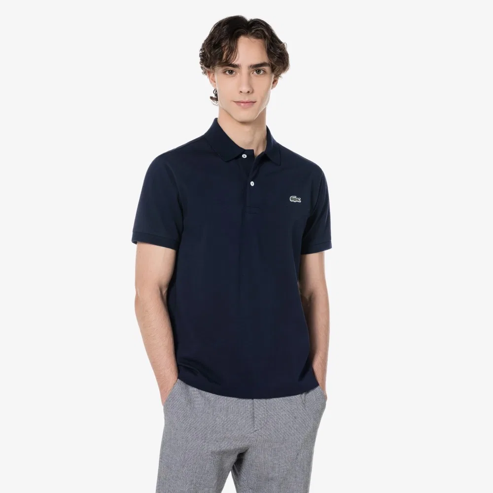 Мужское поло Lacoste классического кроя, тёмно-синее — фото 4