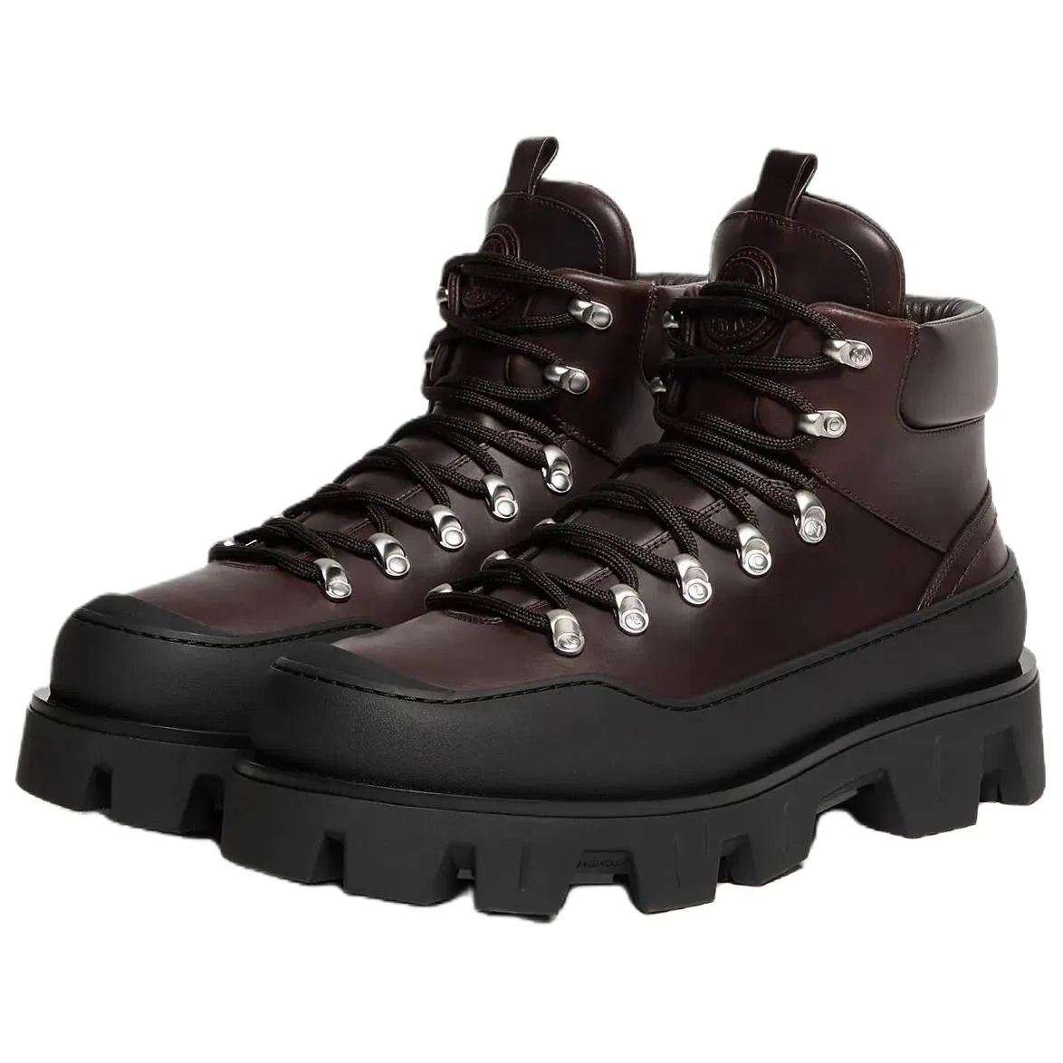 Ботинки Combat Boots из телячьей кожи Moncler коричневый — фото 4