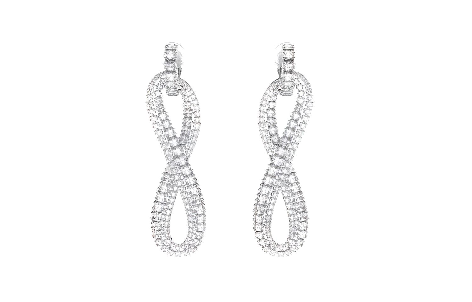 

Гипербола с декоративными клипсами-серьгами Swarovski, серебро