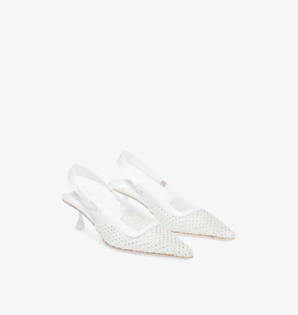 Атласные туфли Amel на каблуке с кристаллами и сеткой Jimmy Choo, мультиколор — фото 3