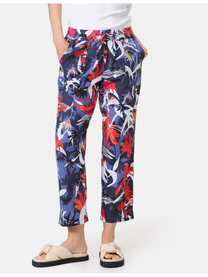 

Тканевые брюки Gerry Weber Freizeit verkürzt, цвет blau/rot/orange druck