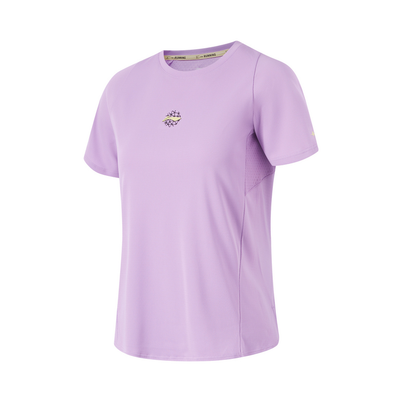 

Женская повседневная футболка с рукавами LiNing Set, светлый фиолетовый atsu768-2