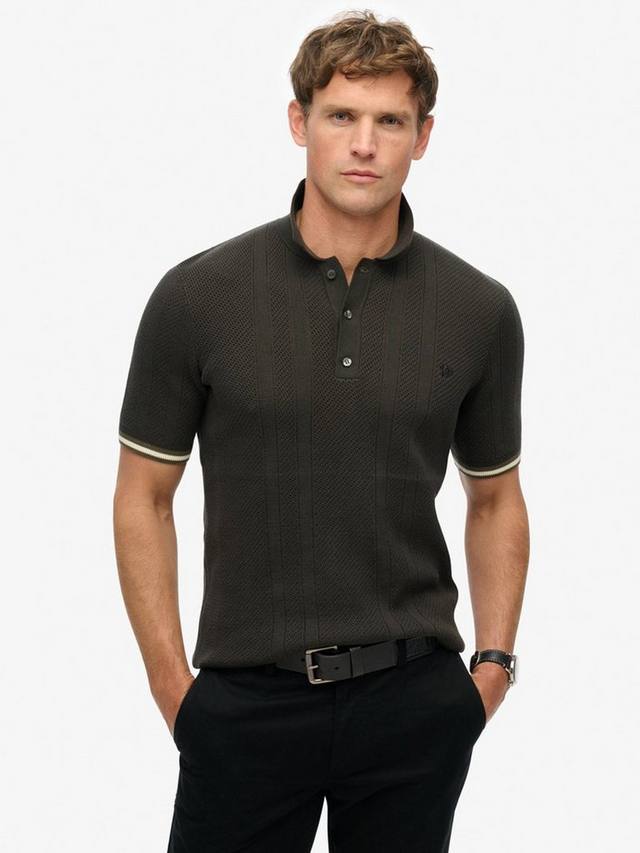 

Вязаная поло с коротким рукавом Superdry, Carbon Black