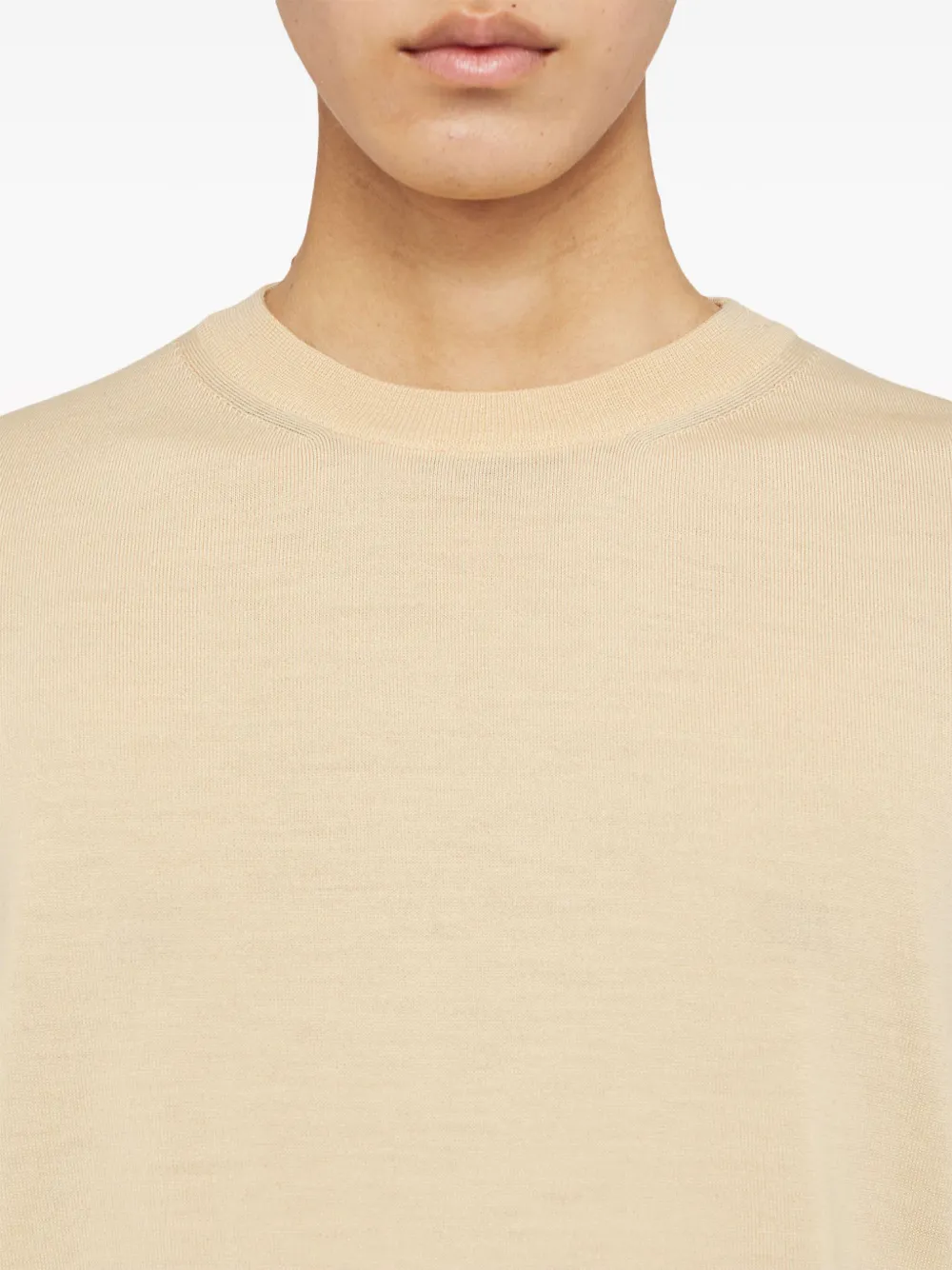 Шерстяной джемпер с круглым вырезом JIL SANDER, нейтральный — фото 3