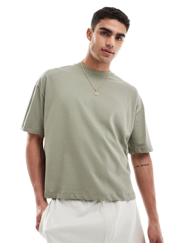 

ASOS DESIGN – зеленая плотная футболка свободного кроя оверсайз