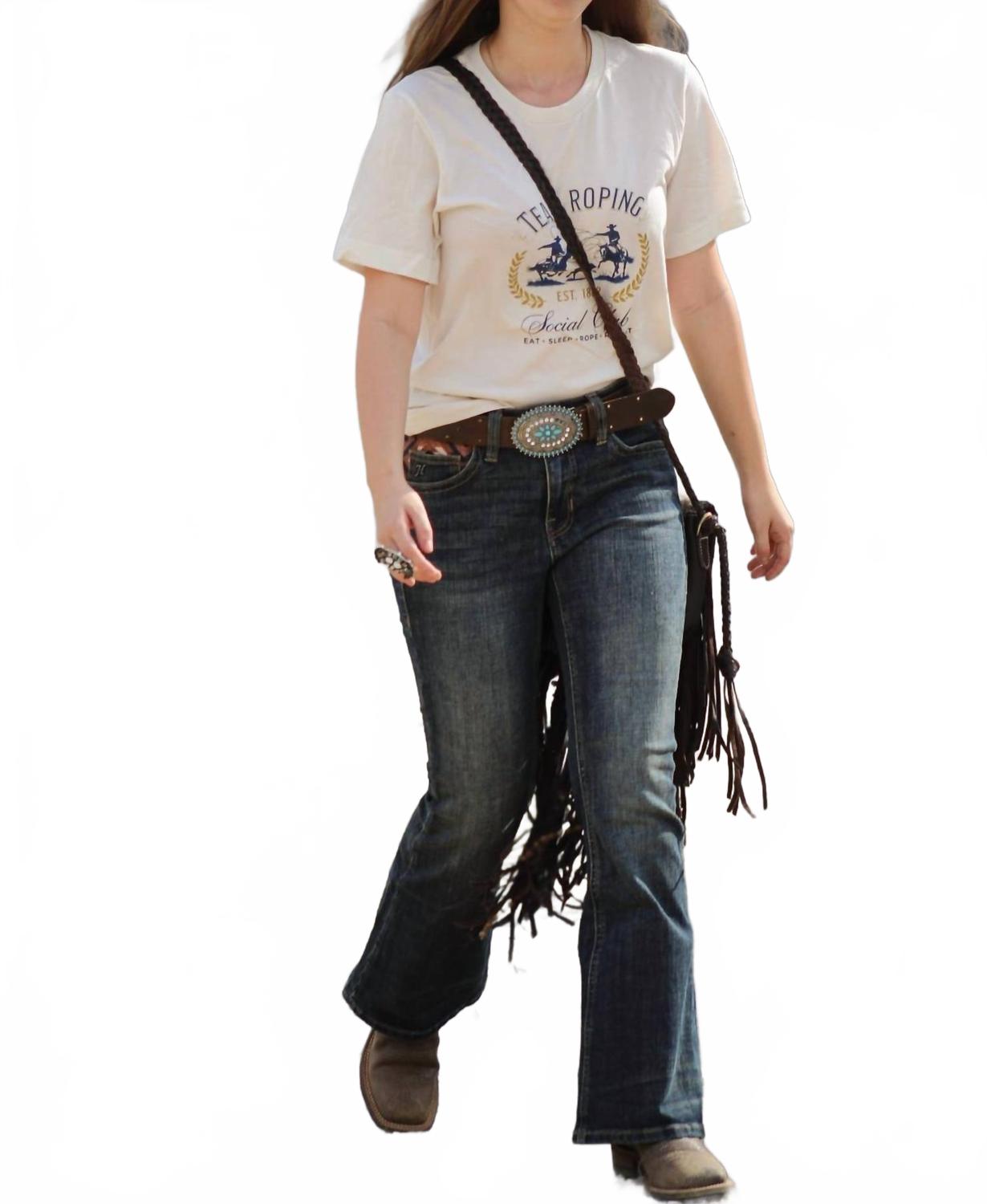 

HOOEY Женские джинсы-клеш в ковбойском стиле, синие