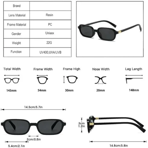 

Прямоугольные солнцезащитные очки для женщин в винтажном стиле, защита от УФ-излучения UV400 для мужчин, модные панк-солнцезащитные очки MTZJH, Black Clear