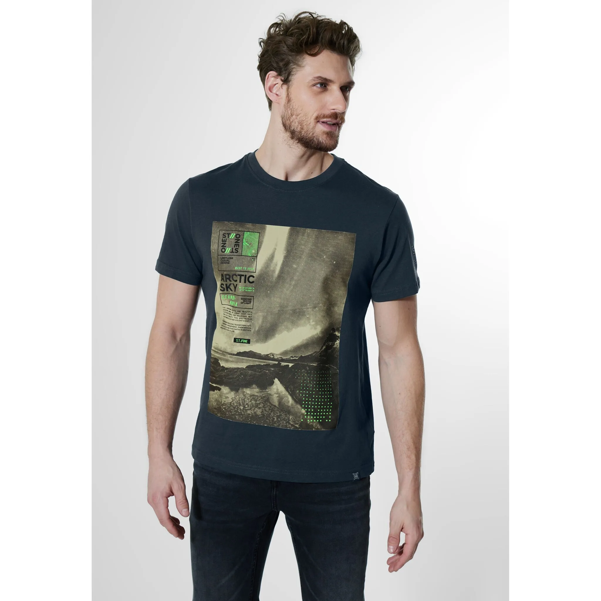 

Рубашка с принтом STREET ONE MEN, с круглым вырезом, синий