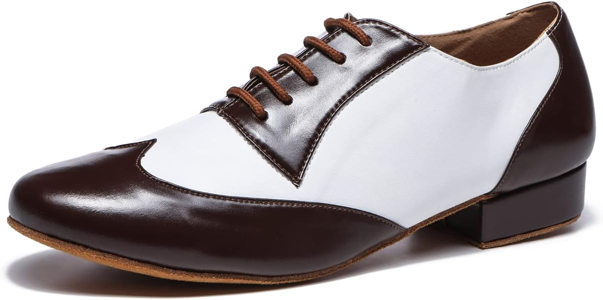 

Мужские кожаные танцевальные туфли на шнуровке для латинских танцев: ча-ча-ча, танго, джаз, румба, бальные и современные танцы Litnermia, белый