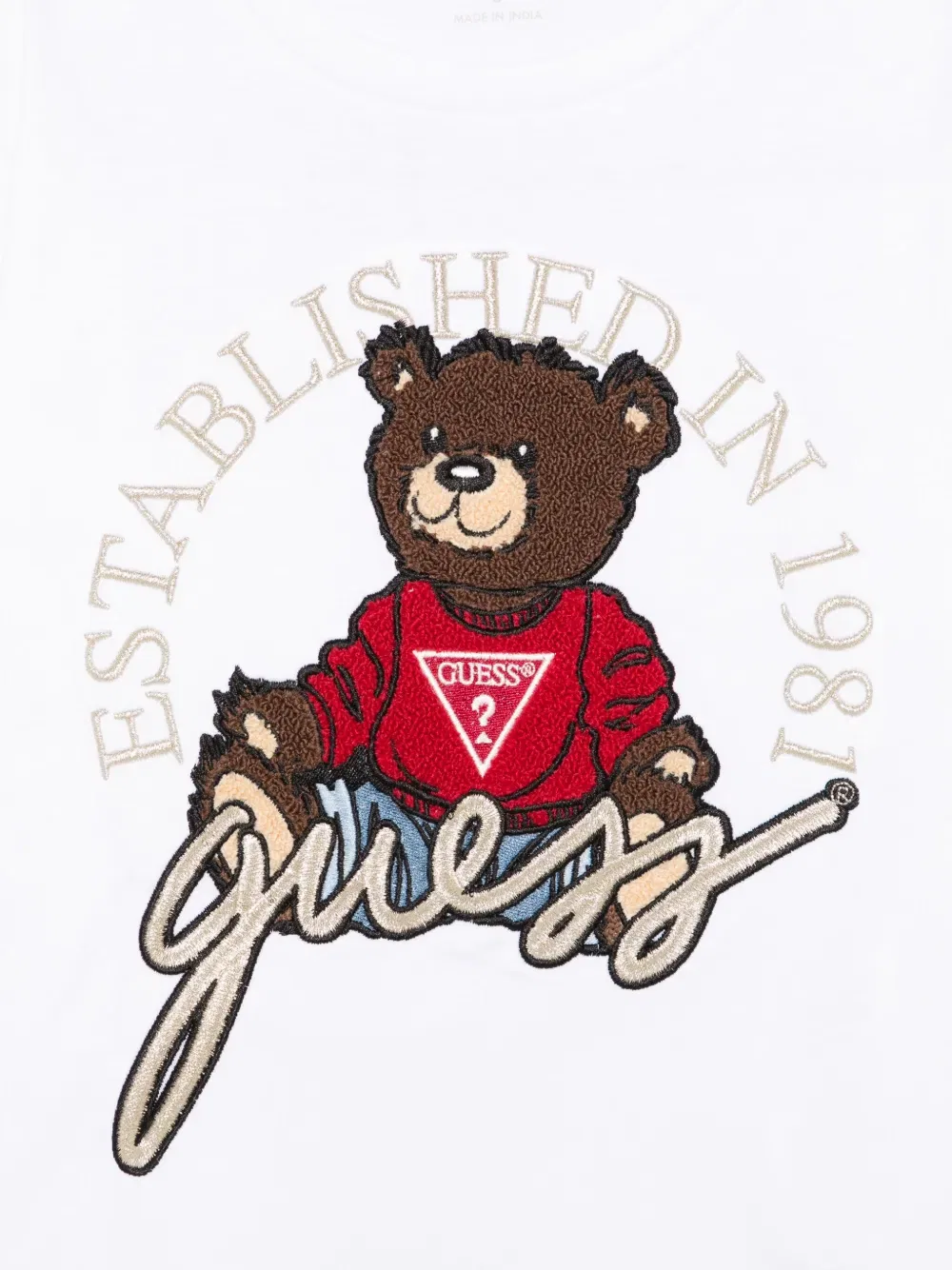 Футболка с аппликацией в виде медведя Guess Kids, белый — фото 3