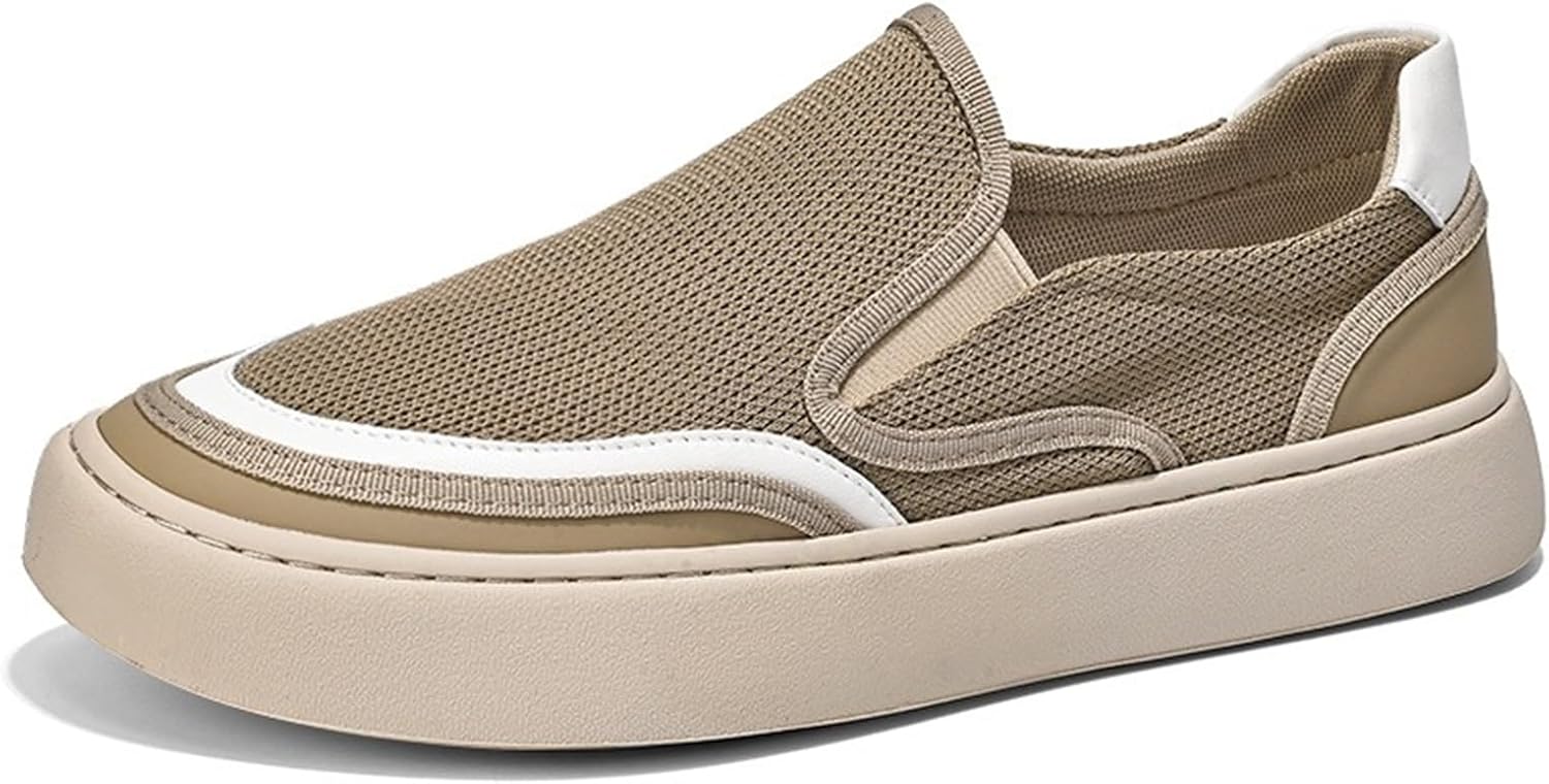 

Мужские кроссовки Abborora Fashion Slip On низкие, повседневные, дышащие, удобные для ходьбы и вождения, хаки