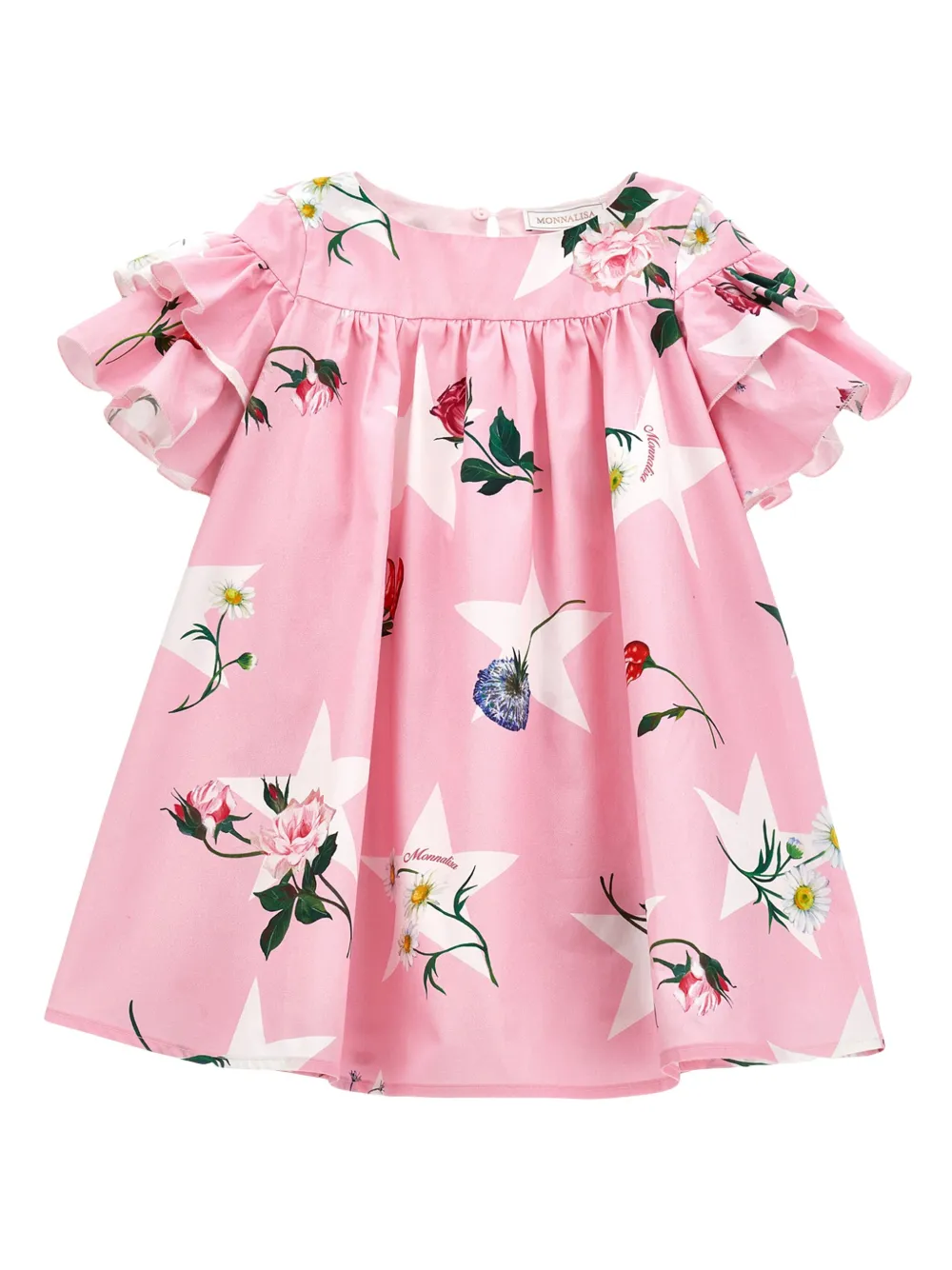 

Расклешенное платье с цветочным принтом Monnalisa, розовый