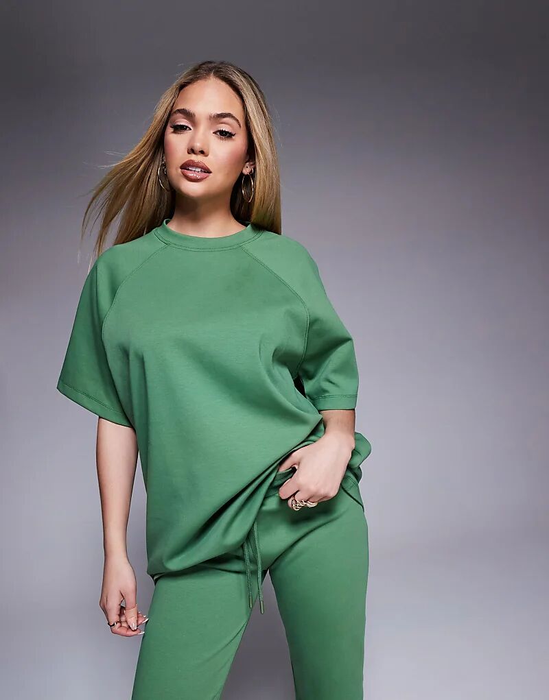 

Футболка ASOS DESIGN с рукавами реглан из зеленого трикотажа интерлок - часть комплекта