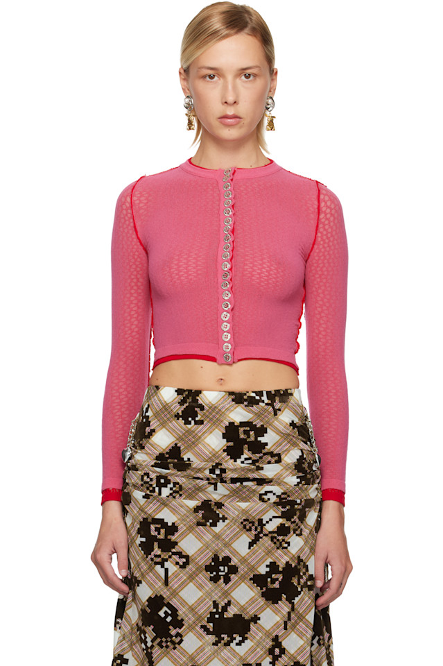 

Chopova Lowena Розовый кардиган в сеточку