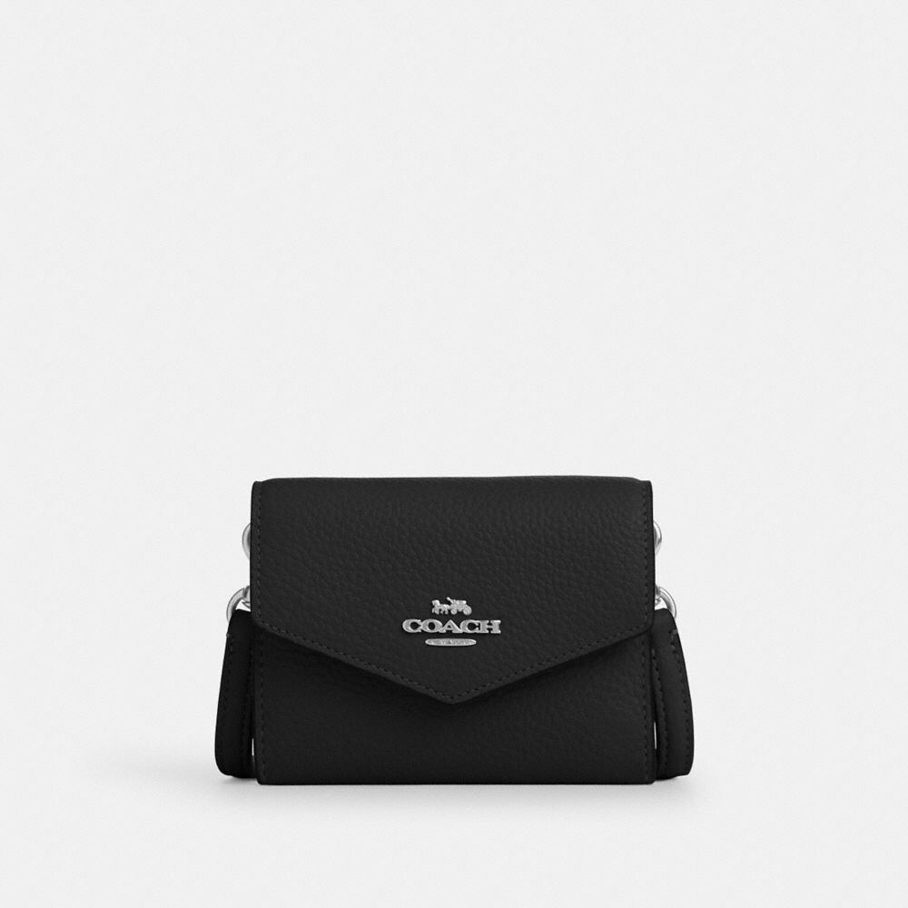 

Картхолдер COACH Mini Envelope Wallet With Strap, серебряный/черный