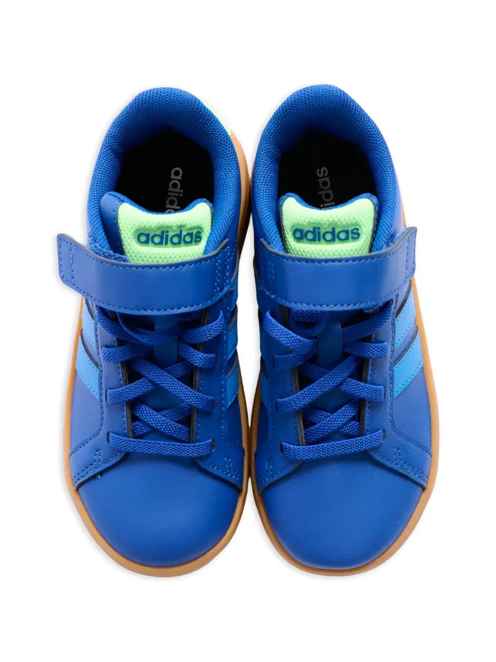 Кроссовки в полоску с ремешком на липучке Adidas Kids, синий — фото 4