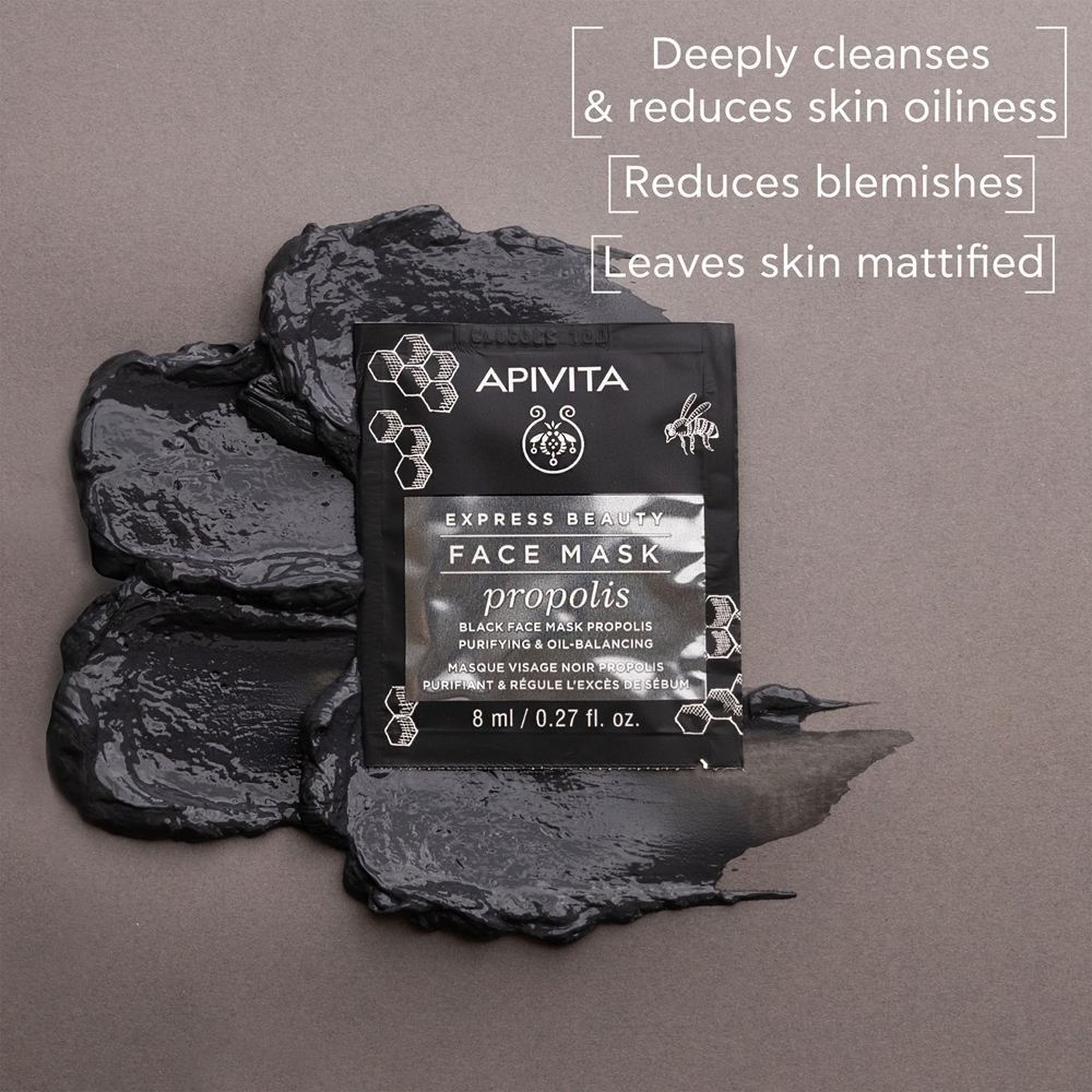 Маска для лица Apivita — Очищающая Express Beauty с прополисом и черной очищающей маской для жирной кожи , ×, 8 мл — фото 2