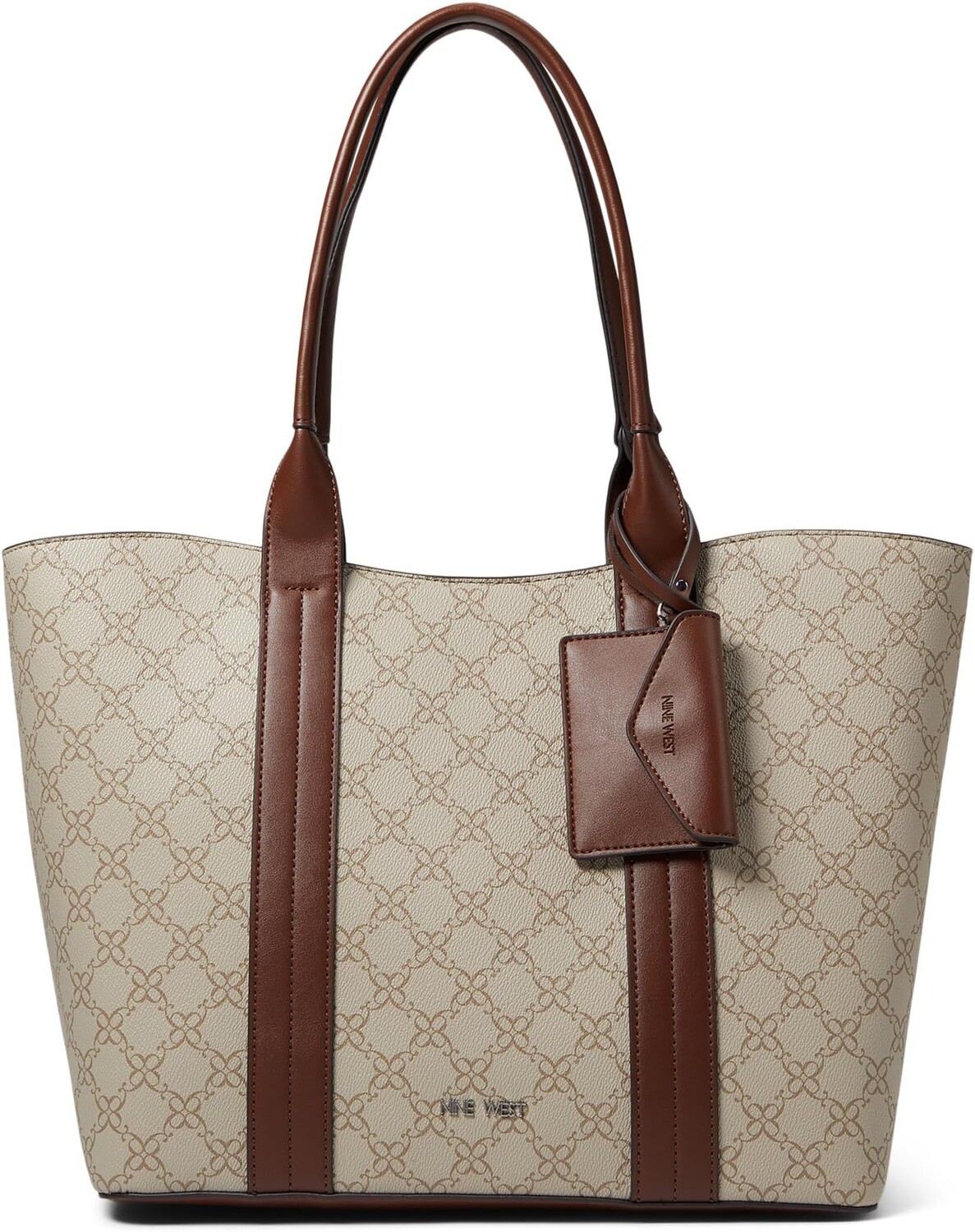 

Сумка-тоут Nine West Kyndall Trap Tote, цвет Mushroom Logo/ Mahogany