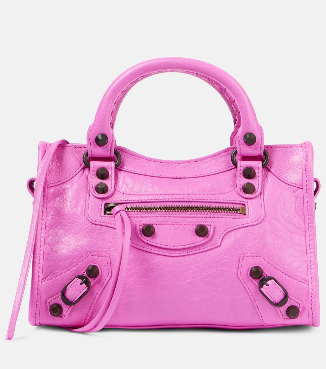 

Городская кожаная сумка через плечо Le City Mini Balenciaga, Glossy Pink