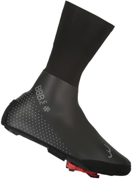 

Мужские водонепроницаемые бахилы для ходьбы и велоспорта BBB без молнии, зимние, неопреновые с поднятой манжетой, с клееными швами, светоотражающие, размер 41/42, черный