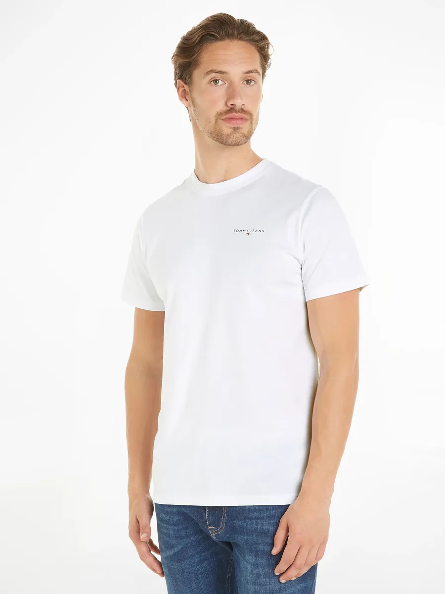 

Футболка Tommy Jeans "TJM SLIM LINEAR CHEST TEE EXT" с надписью-логотипом, белый