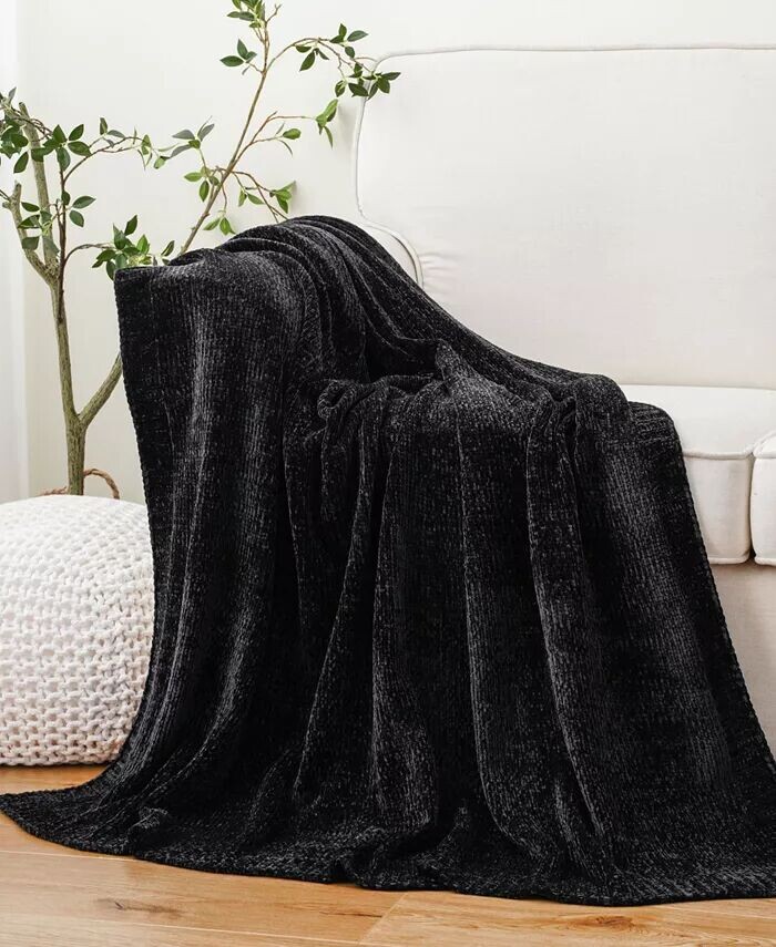 

Плед Lifestyle из однотонной микросинели, 51 x 67 дюймов Battilo, черный