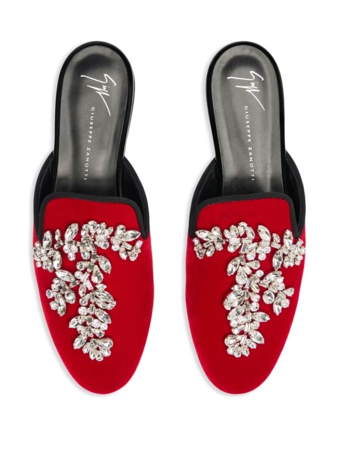 Giuseppe Zanotti бархатные мюли Elsa с кристаллами, красный — фото 4