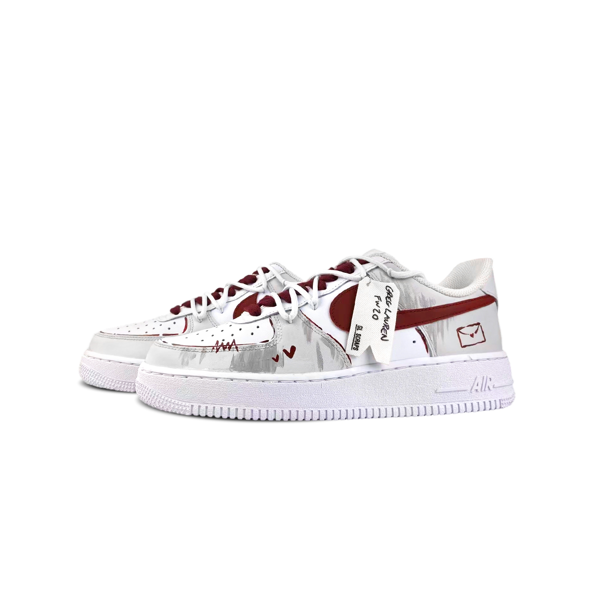 Nike Кроссовки Air Force 1 BNK Blush Letter Low top Skateboard Unisex белые красные — фото 4