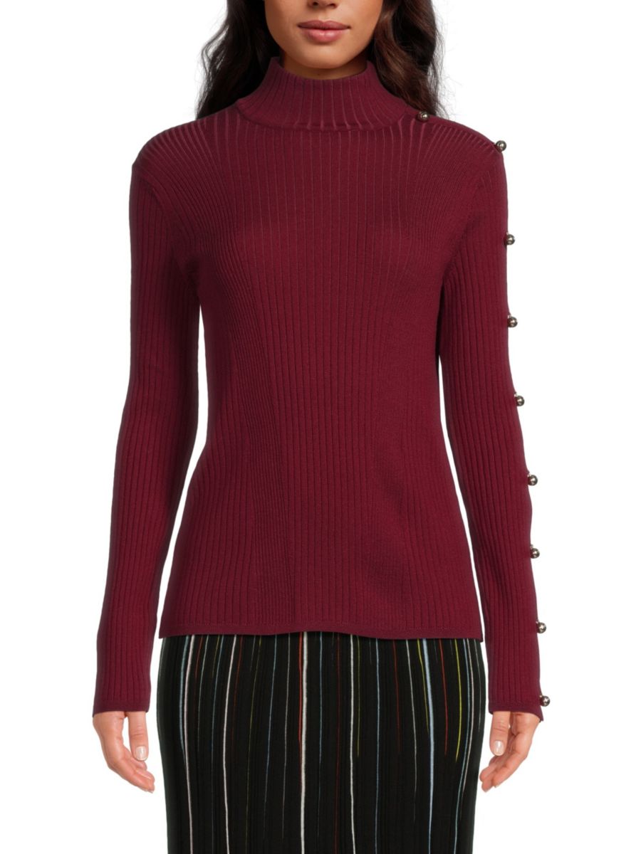 

Свитер в рубчик из смеси мериносовой шерсти Sonia Rykiel, бордовый