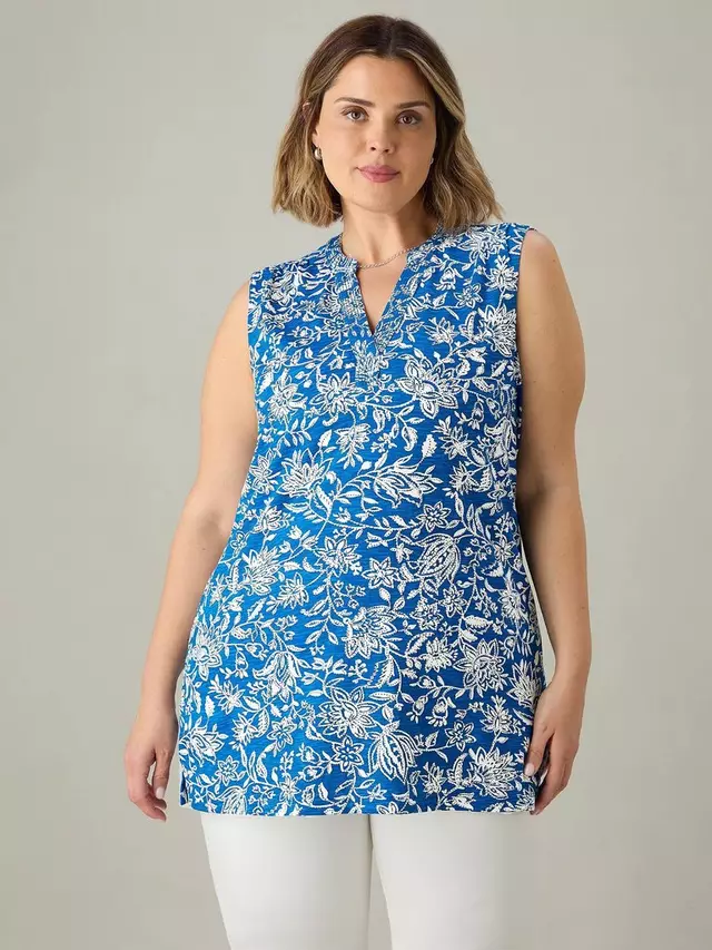 

Топ Live Unlimited Paisley Print Tunic, цвет blue/white