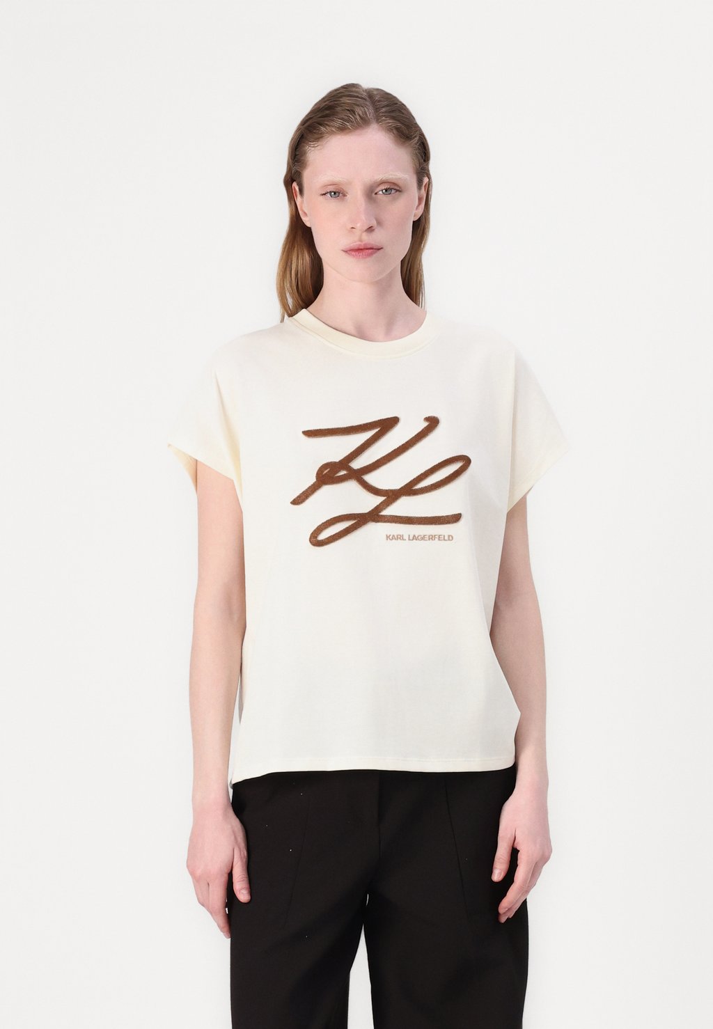 

Футболка с принтом AUTOGRAPH LOGO KARL LAGERFELD, кремовый