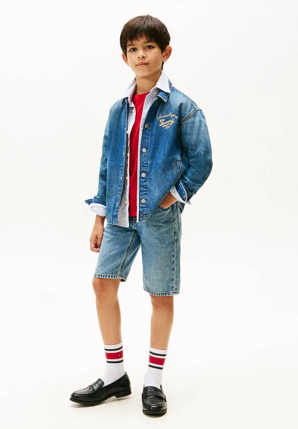Вышитая выцветшая джинсовая куртка Tommy Hilfiger, Islandblue