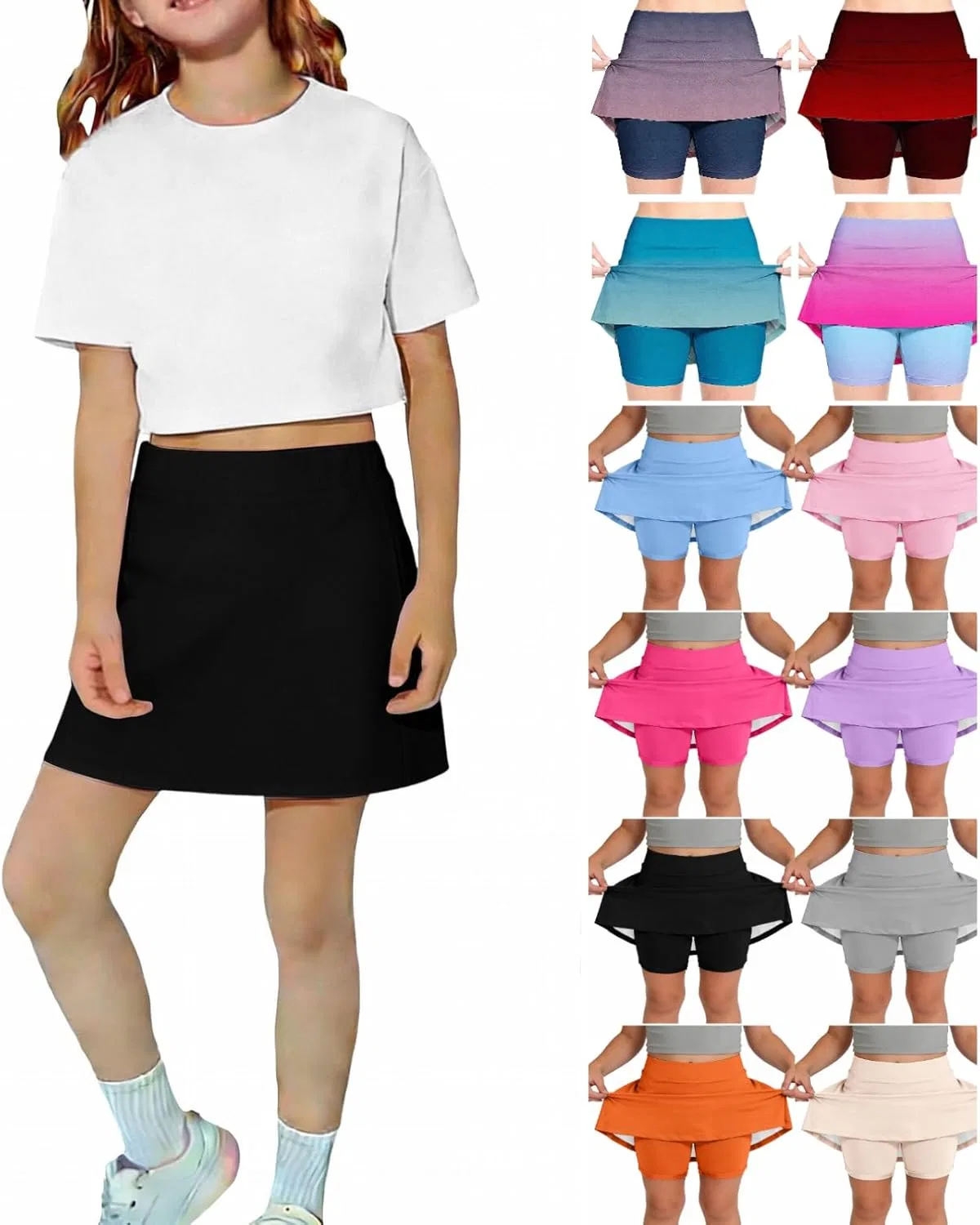 Юбка-шорты для девочек Athletic Skort с воланами AIMAOMI, 1-purple