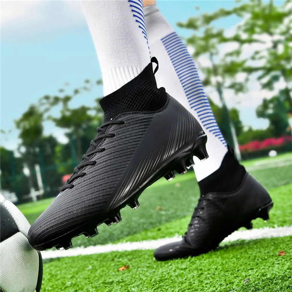 Бутсы Maylrvjv Soccer для мужчин с высокой голенью: футбольные бутсы для мальчиков, удобные и дышащие, детские футбольные ботинки для игры на улице на траве и твердом покрытии, белые, черный — фото 3