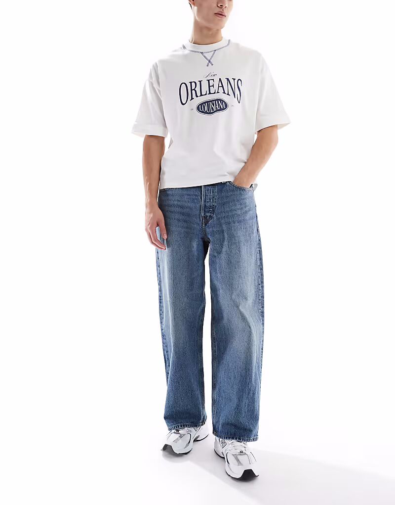 

Джинсы Jack & Jones Dave широкого кроя, средне-синего цвета