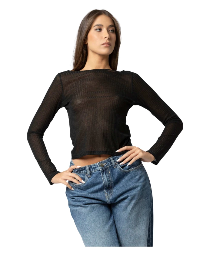 

Стильная футболка с длинными рукавами, слегка прозрачная. Kocca, черный