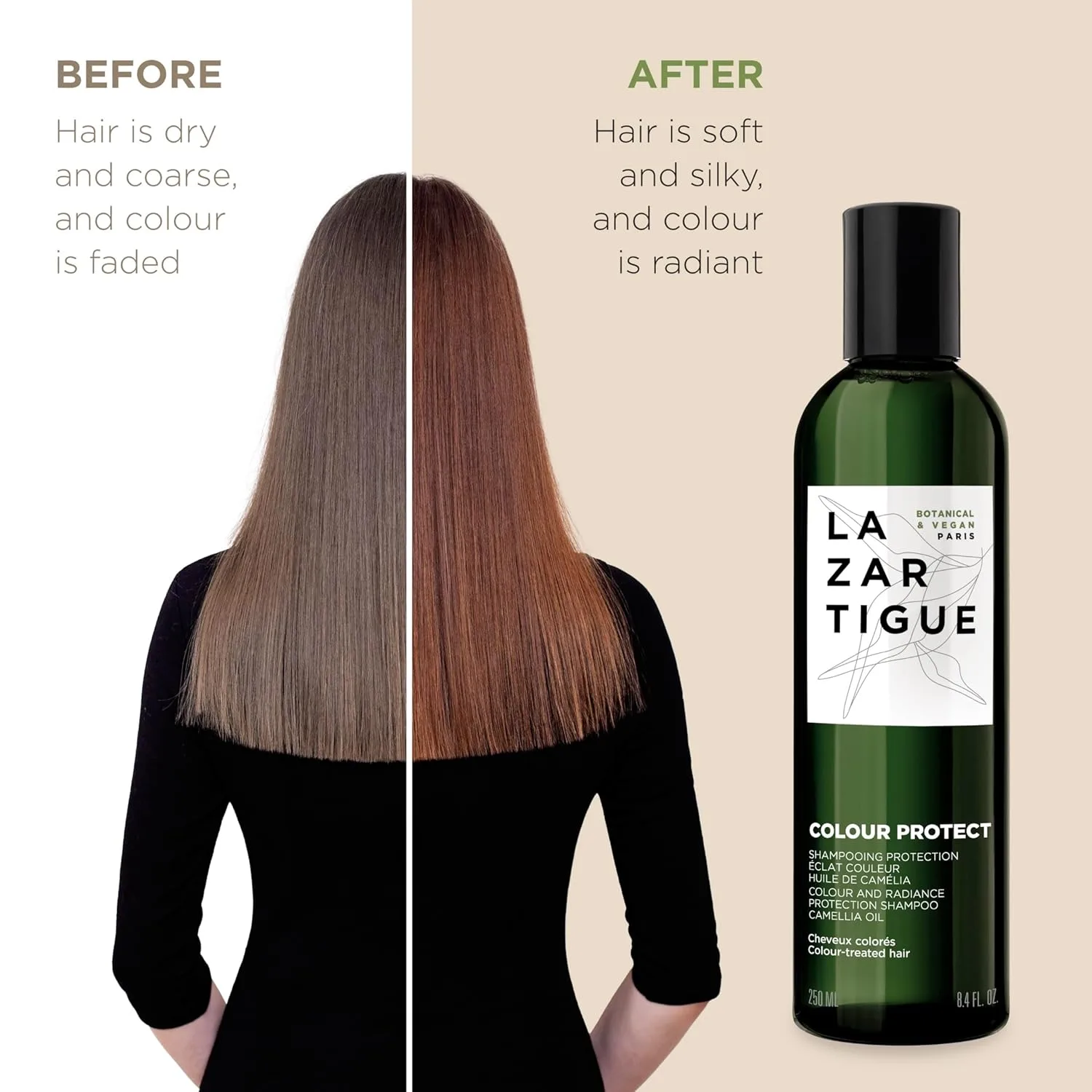 Шампунь Lazartigue Color Protect с маслом камелии, придает сияние окрашенным волосам, веганский, без сульфатов и силиконов, 240 мл. — фото 4