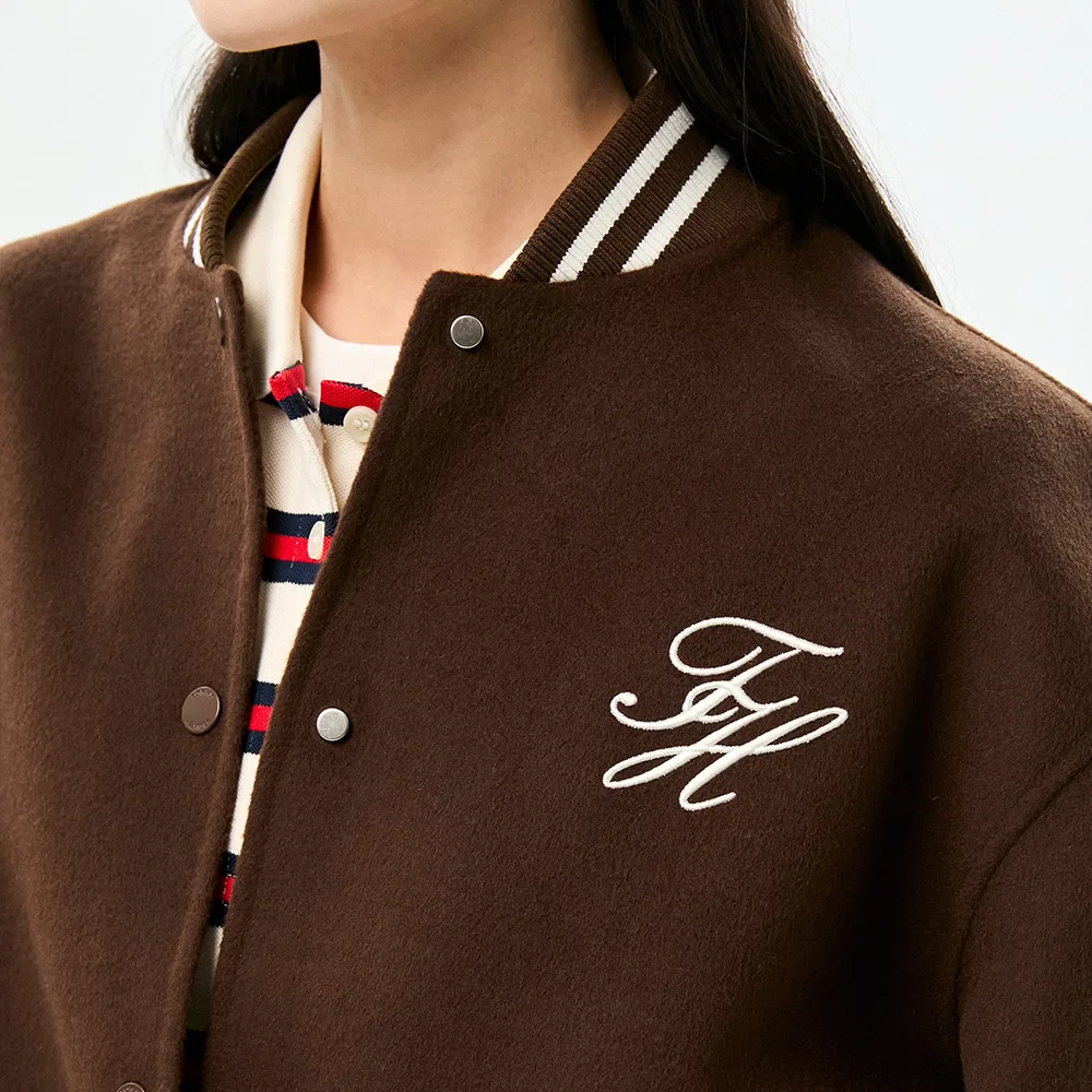 Женская шерстяная куртка-бомбер коричневая от Tommy Hilfiger Women — фото 4