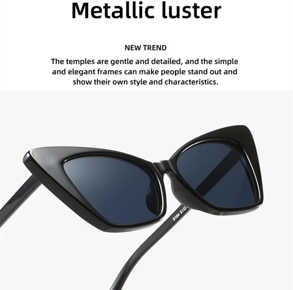 

MUTYNE Модные винтажные солнцезащитные очки «кошачий глаз» для мужчин и женщин, ретро-очки «кошачий глаз» для женщин, защита от ультрафиолета UV400, Black