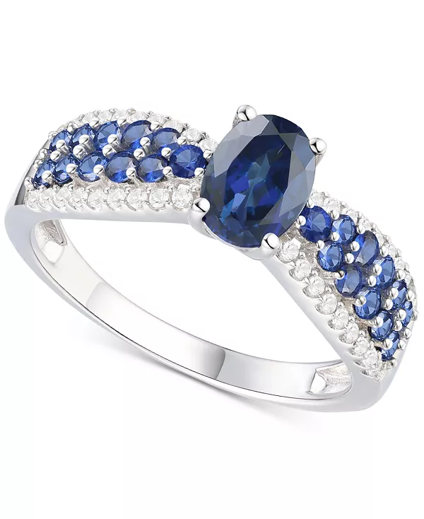 

Кольцо овальной формы с драгоценными камнями (1-1/10 карата) и бриллиантами (1/5 карата) из 14-каратного золота Macy'S, sapphire