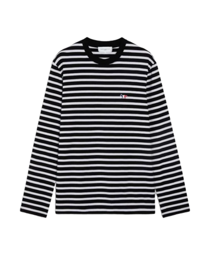 

Классическая футболка с трехцветной нашивкой из лисы Maison Kitsuné, черный