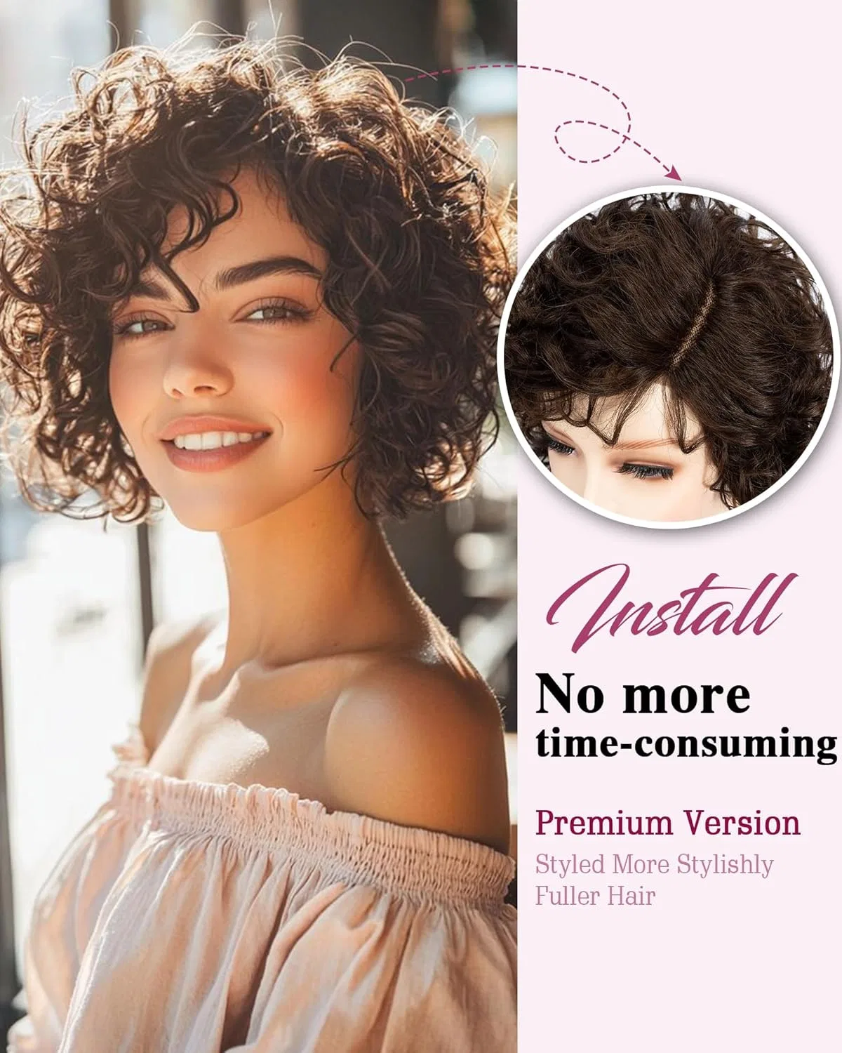 Женский парик FASHION IDOL Pixie Curly из натуральных волос Fashion Idol, 4 — фото 3