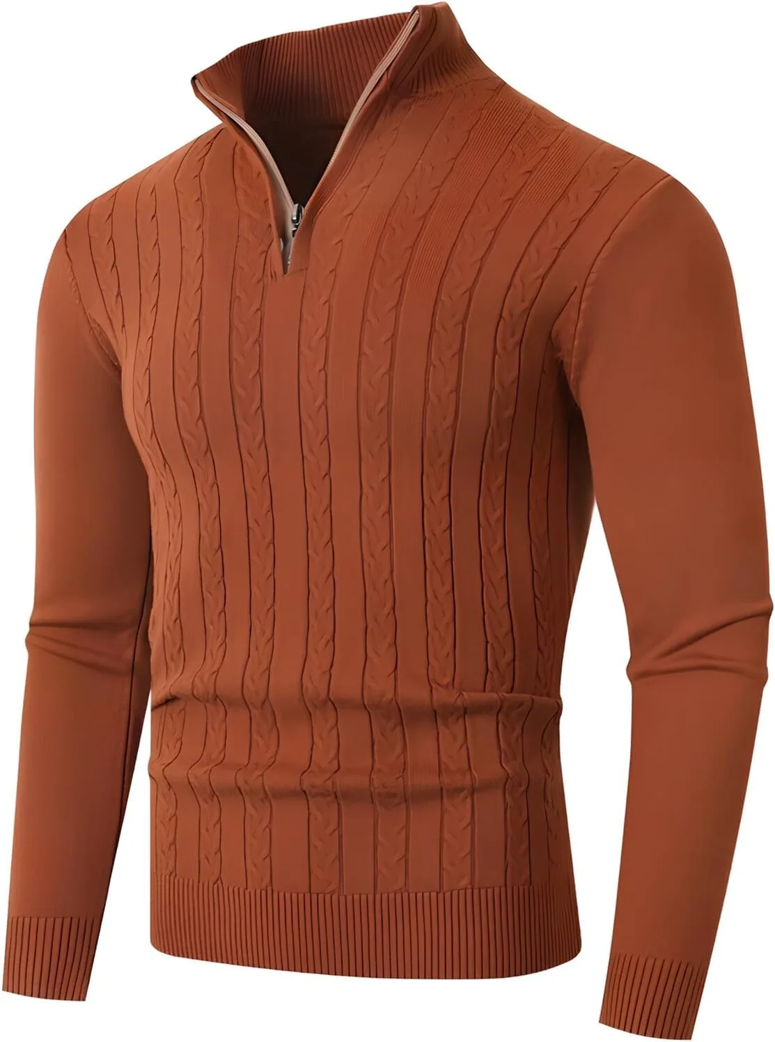 

Толстовка Quarter Zip мужская Slim Fit легкая вязаная с воротником-стойкой RODYETQQ